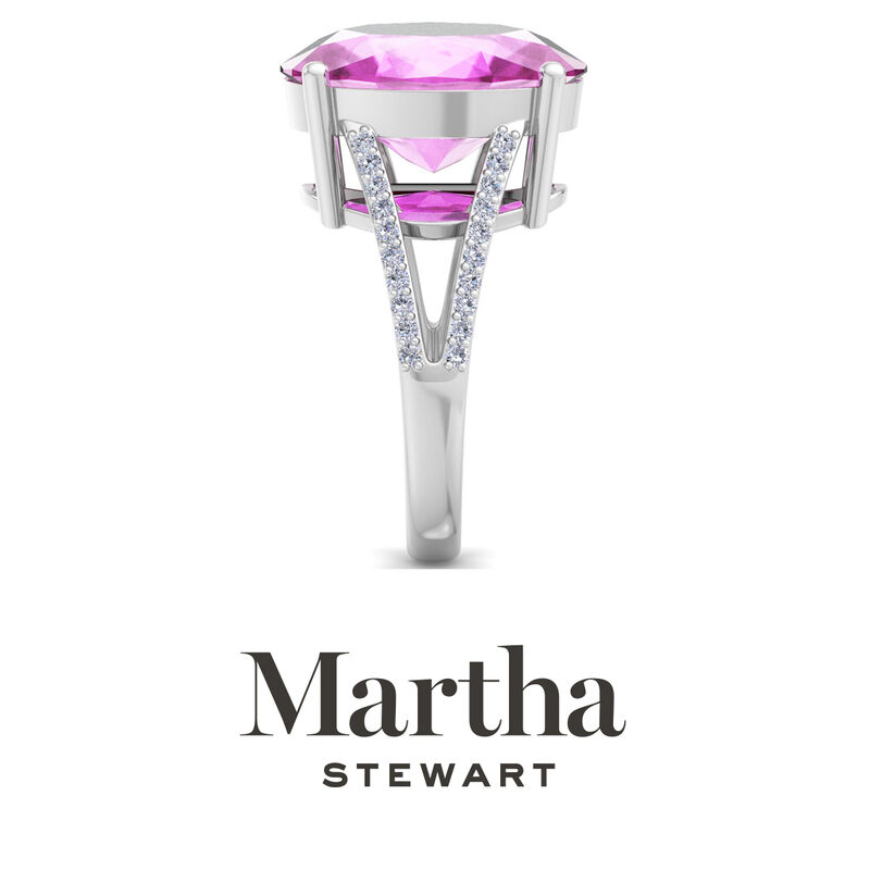 Martha Stewart 10 1/4ctw. Oval Pink Sapphire & Lab Grown Diamond Ring In Sterling Silver image number null